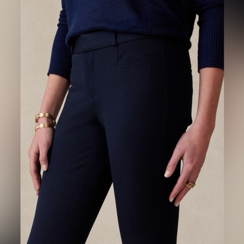 Banana Republic Sloan Pant 00P Navy Blue Slim Ankle Slit Stretch Pocket Slack